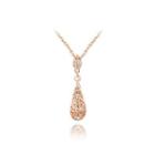 Fashion Rose Goldplated Water Drops Pendant With Necklace