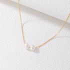 Faux Pearl Pendant Alloy Necklace 21158 - Gold - One Size