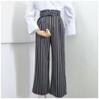 Striped Wide-leg Pants With Belt
