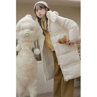 Hooded Padded Long Coat Almond - One Size