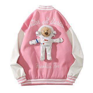 Bear Accent Baseball Jacket