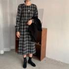 Long-sleeve Check Loose-fit Dress As Shown In Figure - One Size