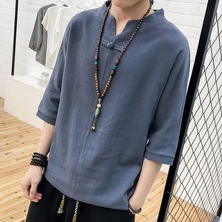 Plain Elbow Sleeve Cheongsam Top