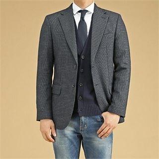 Flap-pocket Plaid Blazer