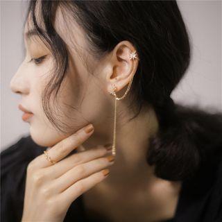 Non-matching Rhinestone Star Chained Dangle Earring 1 Pair - Non-matching Rhinestone Star Chained Dangle Earring - One Size