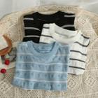Heart-embossed Striped T-shirt