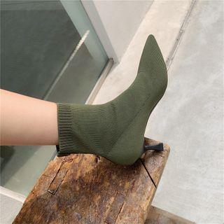 Knit Spool-heel Ankle Boots