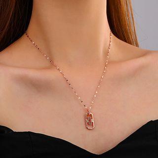 Rhinestone Pendant Alloy Necklace 01 - 1 Pc - Rose Gold - One Size