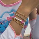 Set Of 4: Bead / Alloy Bracelet (various Designs) 2489 - Gold - One Size