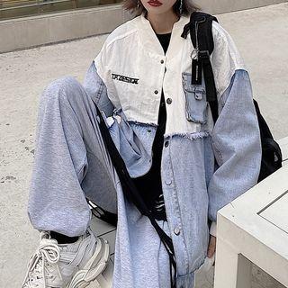 Color-block Loose-fit Denim Jacket - 2 Colors