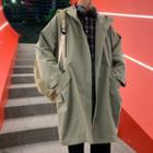 Loose-fit Hooded Plain Trench Jacket