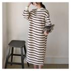 Brushed Fleece Lined Stripe Pullover Dress