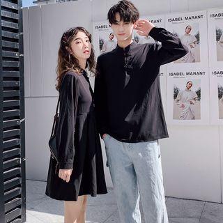 Couple-matching Long-sleeve Traditional Chinese Top / Mini A-line Dress