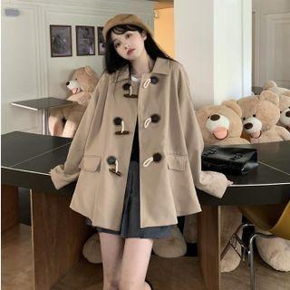 Collared Toggle Coat Khaki - One Size