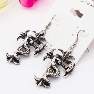 Cross Alloy Dangle Earring 1 Pair - Silver - One Size