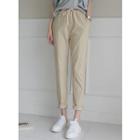 Drawstring-waist Colored Baggy-fit Pants