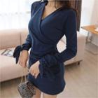 Wrap-front Shirred Mini Dress