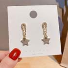 Rhinestone Safety Pin & Star Dangle Earring 1 Pair - E1646 - Gold - One Size
