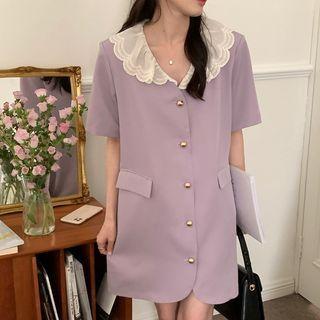 Short-sleeve Collared Blazer Dress