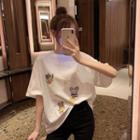 Mouse Embroidered Short-sleeve T-shirt