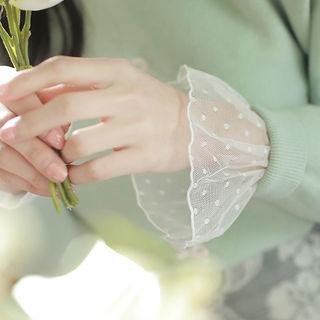 Mock-neck Dot Sheer Top
