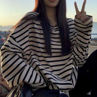 Striped Long-sleeve Top Stripes - Black & White - One Size