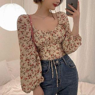 Floral Print Blouse Floral - Beige - One Size