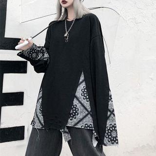 Mock Two-piece Paisley Print Panel Sweatshirt
