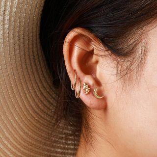 Set Of 4 : Moon & Star Alloy Earring (assorted Designs) 8692 - 4 Pcs - One Size