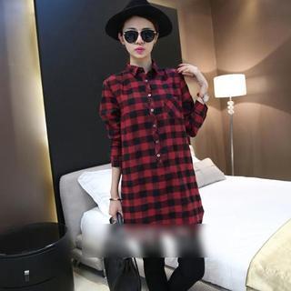 Gingham Long Blouse