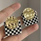 Geometry Drop Earring 1 Pair - Black & White & Gold - One Size