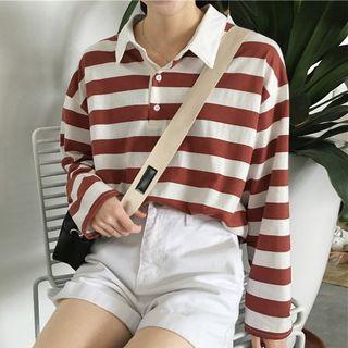 Cropped Long-sleeve Polo Shirt