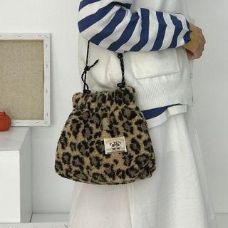 Leopard Print Drawstring Pouch