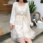 Long-sleeve Star Embroidered A-line Dress