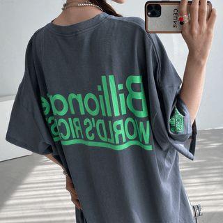 Letter Print Over-fit Long T-shirtdress