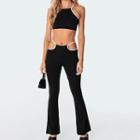 Set: Cropped Camisole Top + Cutout Boot-cut Pants