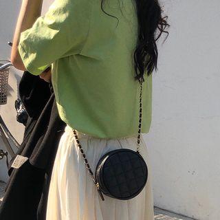 Quilted Round Crossbody Bag Black - One Size