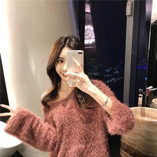 Plain Loose-fit Sweater Rose Pink - One Size