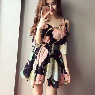 Floral Cold Shoulder A-line Dress