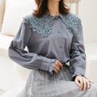 Perforated Lace Panel Shirt