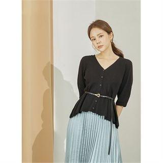 Elbow-sleeve A-line Cardigan