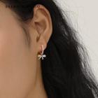 Bow Rhinestone Alloy Dangle Earring 1 Pair - Dangle Earring - Bow - Gold & White - One Size