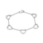 Simple Romantic Hollow Heart Bracelet Silver - One Size