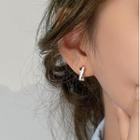 Mini Hoop Earring 1 Pair - Ear Ring Buckle Earring - Gold & White - One Size