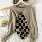 Set: Checkerboard Camisole Top + Asymmetrical Knit Cape Top