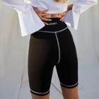 High-waist Contrast Stitching Biker Shorts