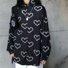 Long Sleeve Heart Print Shirt As Shown In Figure - One Size