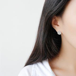 925 Sterling Silver Round Stud Earring 1 Pair - Silver - One Size