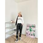 Short-sleeve Napped Letter T-shirt