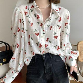 Cherry Shirt Cherry Print - White & Red - One Size